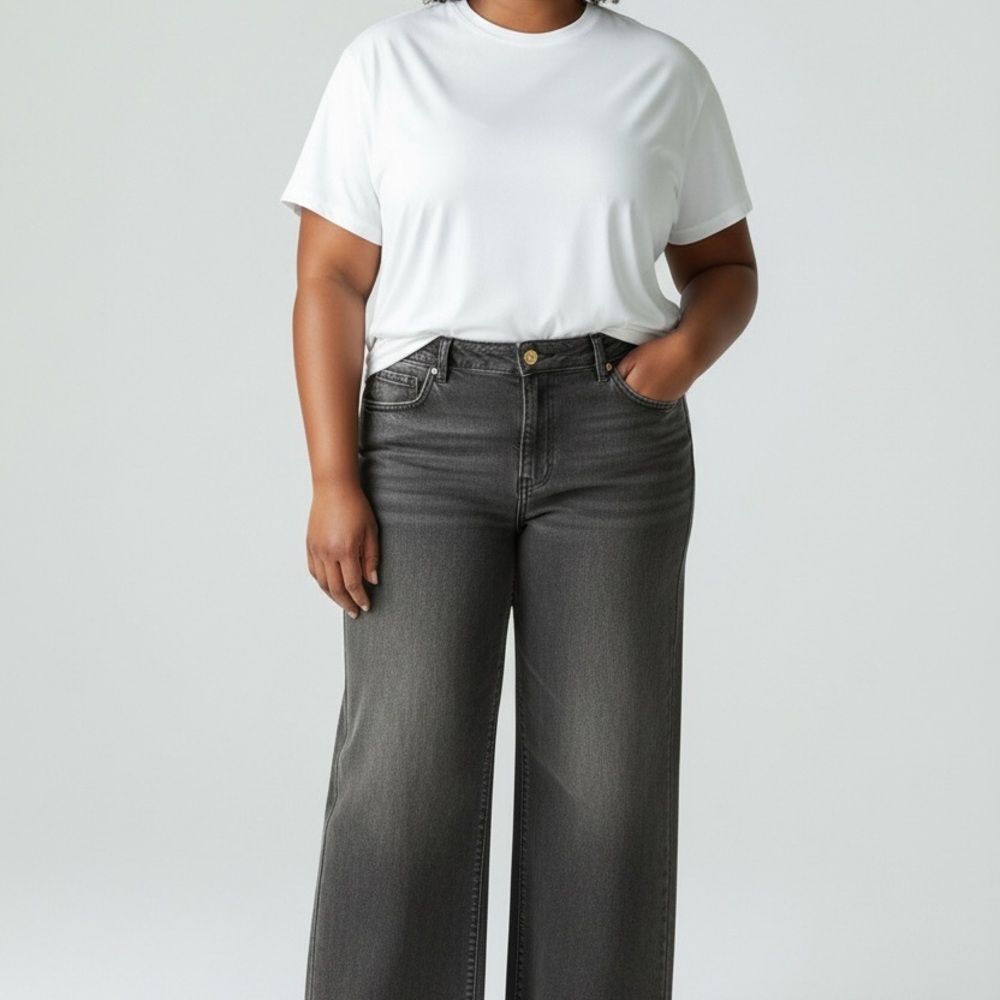Stylish Gray Wide-Leg Jeans for Women